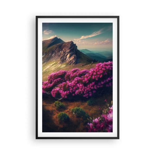 Affiche dans un cadre noir - Poster - L'été à la montagne - 61x91 cm
