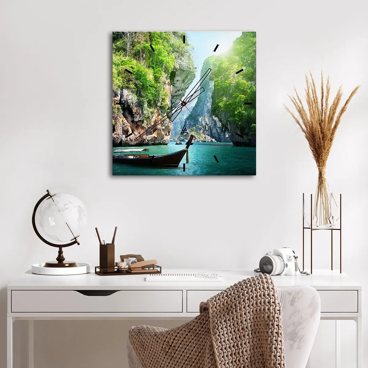 Horloge murale - Pendule murale - Une invitation à un voyage exotique - 30x30 cm