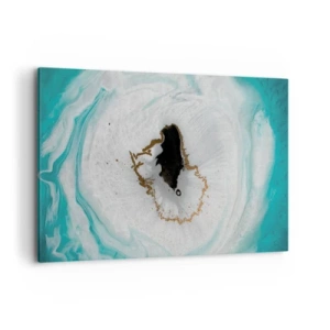 Impression sur toile - Image sur toile - Motif de géode abstrait dans des tons de turquoise, blanc et or - 120x80cm - Pénétrer à l'intérieur - Décoration murale moderne pour le salon et la chambre ARTTOR