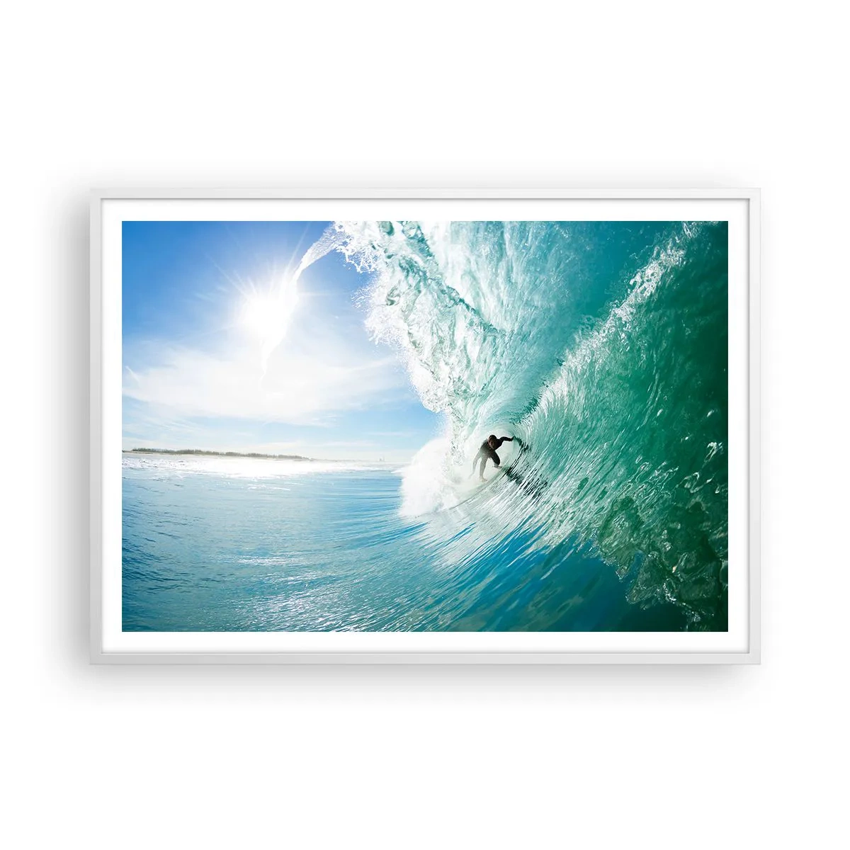 Affiche dans un cadre blanc - Poster - Toujours sur la vague - 100x70 cm