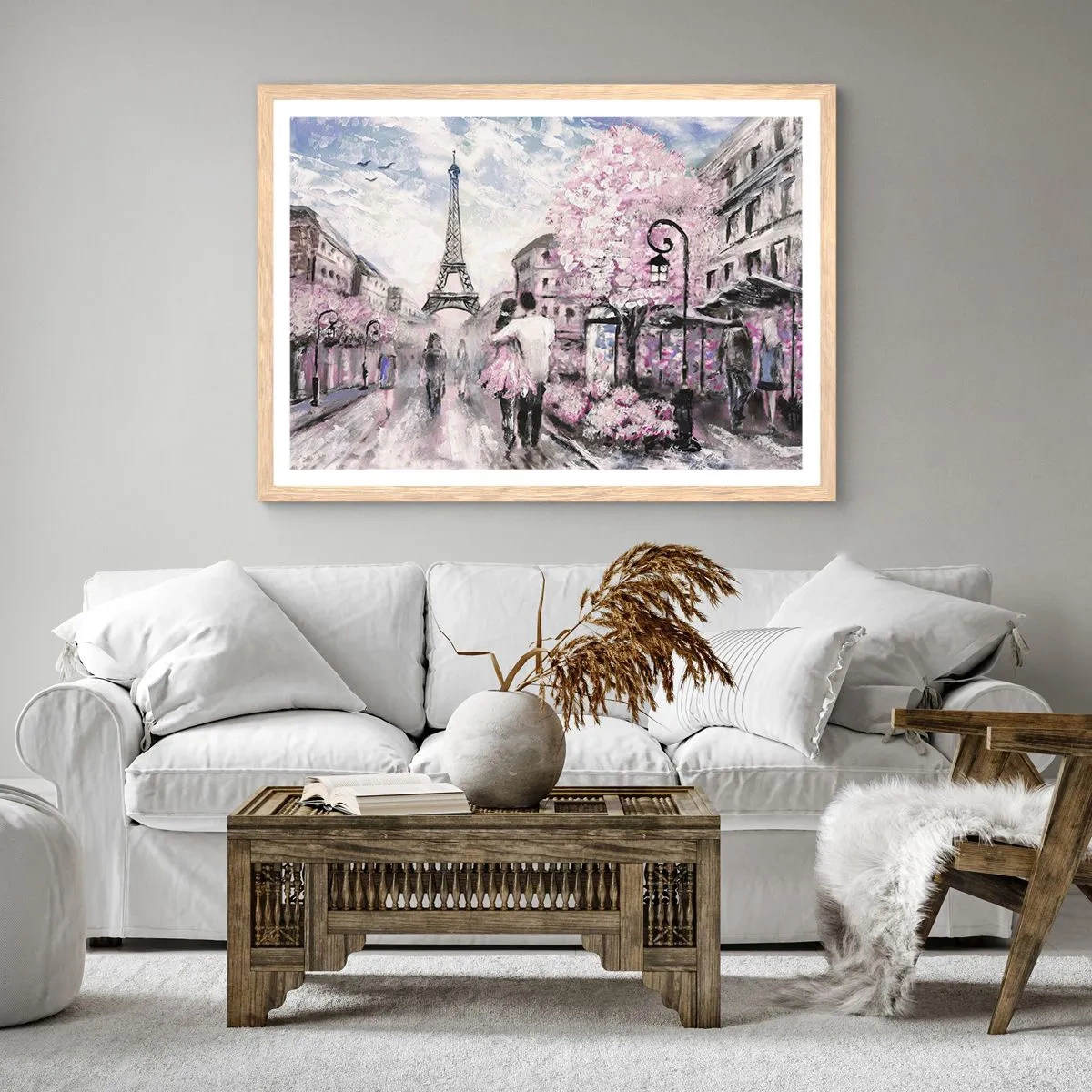 Affiche dans un chêne clair - Poster - Comment tomber amoureu, il faut juste... - 100x70 cm