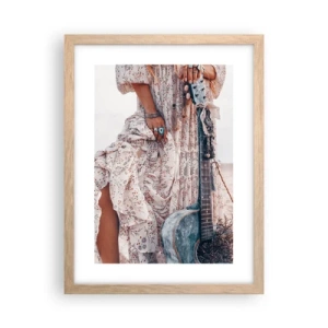 Affiche dans un chêne clair - Poster - Enfant de fleur en route - 30x40 cm