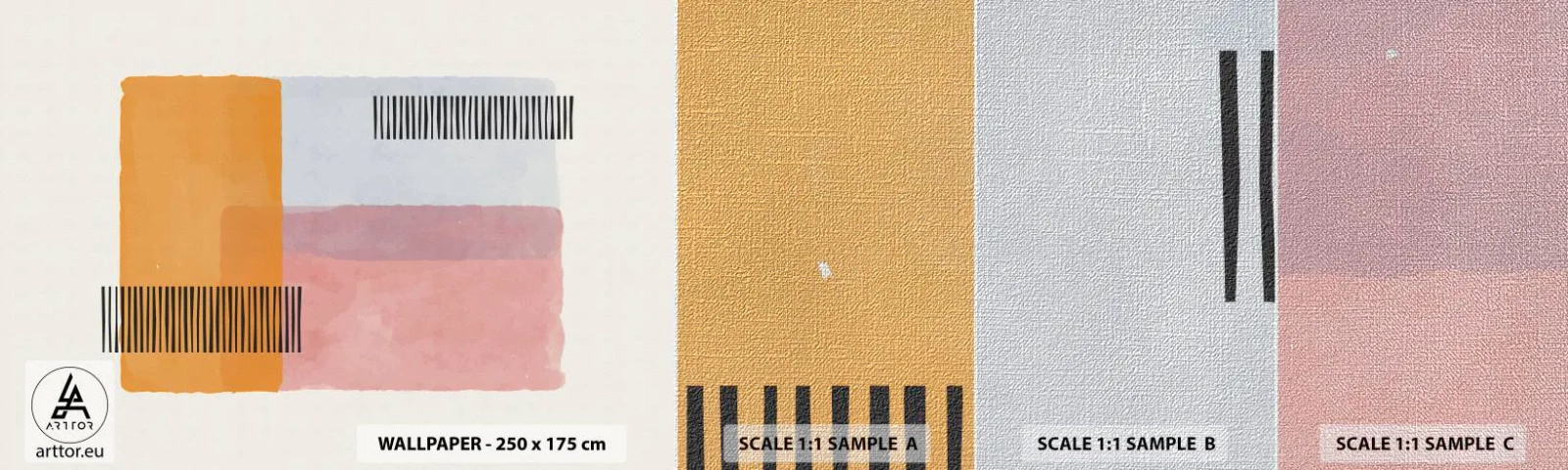 Échantillon de Papier Peint Premium Canvas - D'un coin à l'autre - Abstraction, Morceau, Minimalisme - 100x30 cm