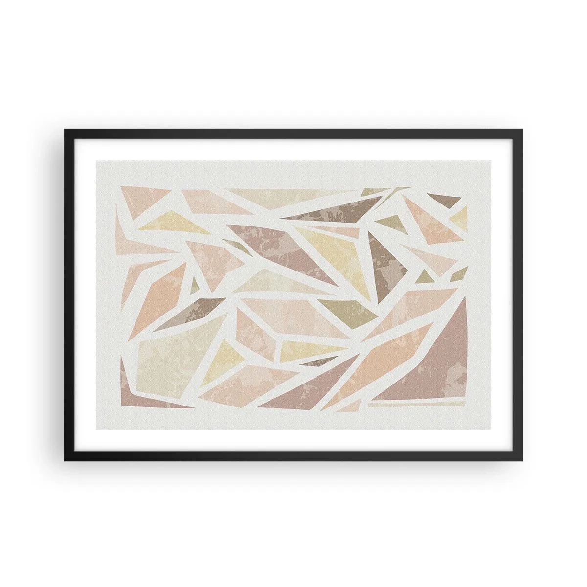 Affiche dans un cadre noir - Poster - Formes géométriques abstraites aux couleurs pastel - 70x50cm - Composition de vitraux - Décoration murale moderne pour le salon et la chambre ARTTOR