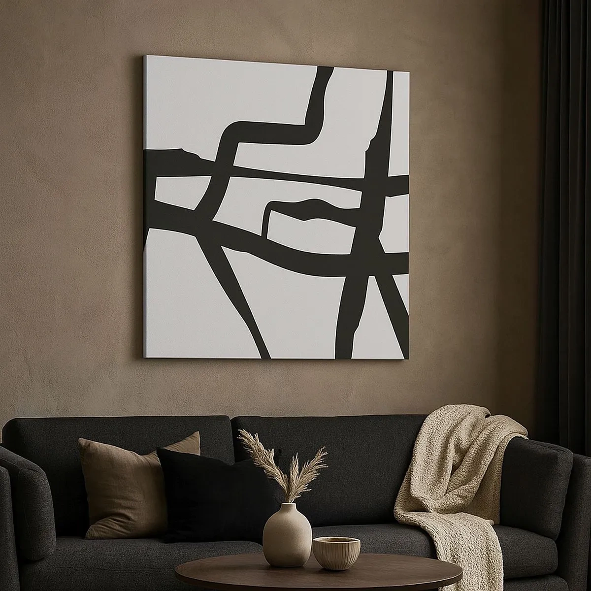 Impression sur toile - Image sur toile - Conception noir et blanc - 30x30 cm