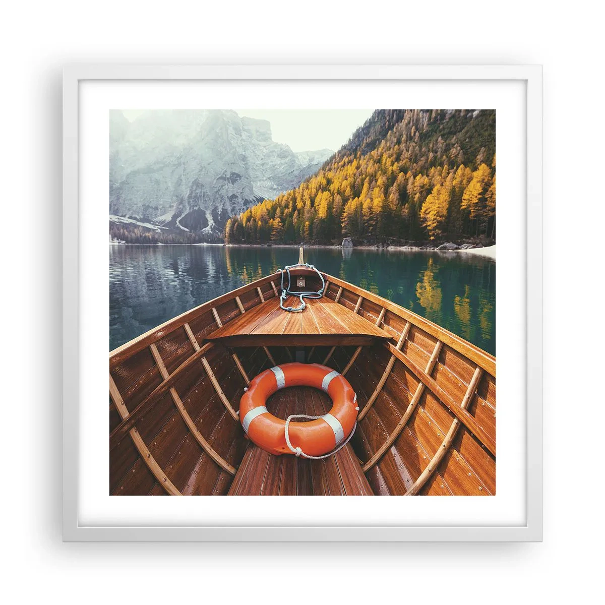 Affiche dans un cadre blanc - Poster - Escapade en montagne - 50x50 cm