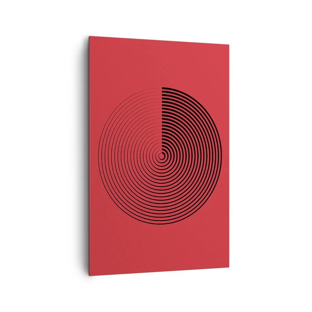 Impression sur toile - Image sur toile - Cercles concentriques sur fond rouge - 80x120cm - Mouvement circulaire - Décoration murale moderne pour le salon et la chambre ARTTOR