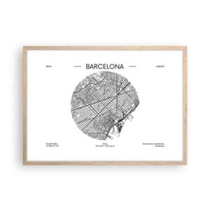 Affiche dans un chêne clair - Poster - Anatomie de Barcelone - 70x50 cm