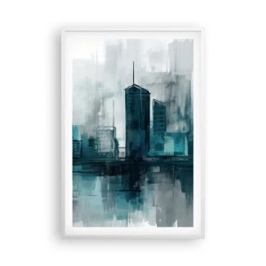 Affiche dans un cadre blanc - Poster - Une ville couleur de pluie - 61x91 cm