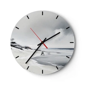 Horloge murale - Pendule murale - Un paysage de plage minimaliste avec des dunes et un ciel nuageux. - 30x30cm - Ensemble depuis toujours - Décoration murale moderne pour le salon, la cuisine et la chambre ARTTOR