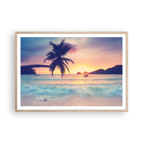 Affiche dans un chêne clair - Poster - Une soirée à la baie - 100x70 cm
