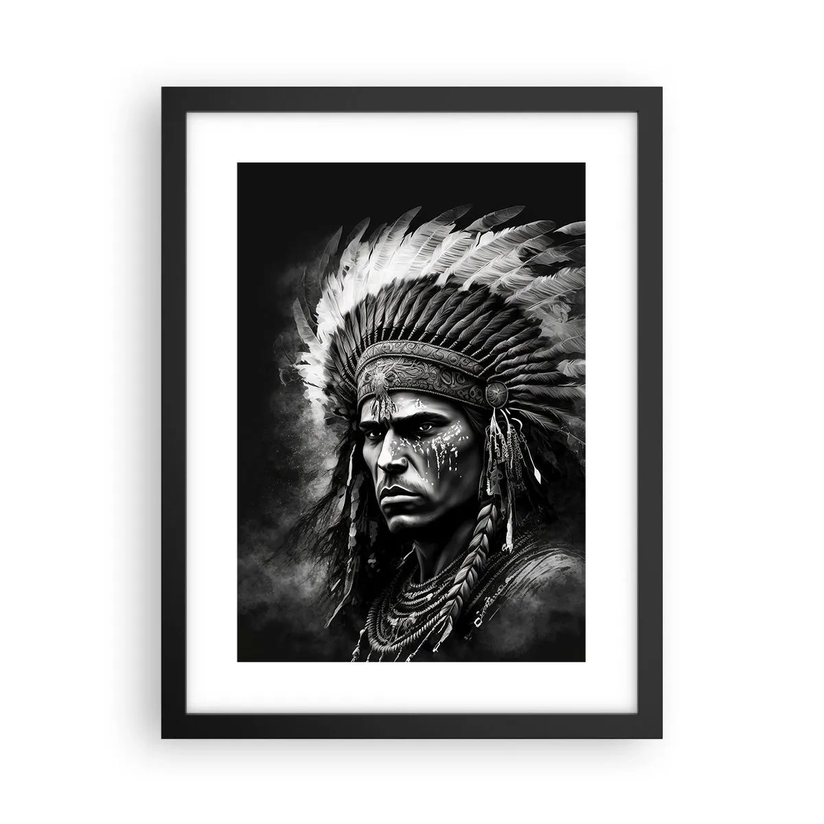 Affiche dans un cadre noir - Poster - Un leader et un guerrier - 30x40 cm