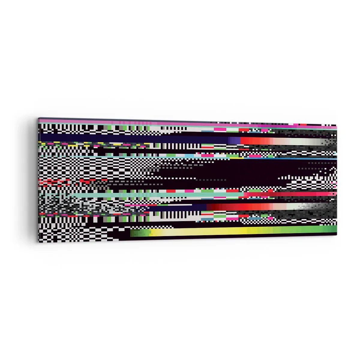 Impression sur toile - Image sur toile - Lignes et pixels colorés dans un style abstrait - 140x50cm - L'image de contrôle de la réalité - Décoration murale moderne pour le salon et la chambre ARTTOR