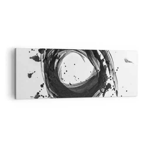 Impression sur toile - Image sur toile - Abstraction noire en forme de cercle sur fond blanc - 140x50cm - Le tourbillon de la création - Décoration murale moderne pour le salon et la chambre ARTTOR