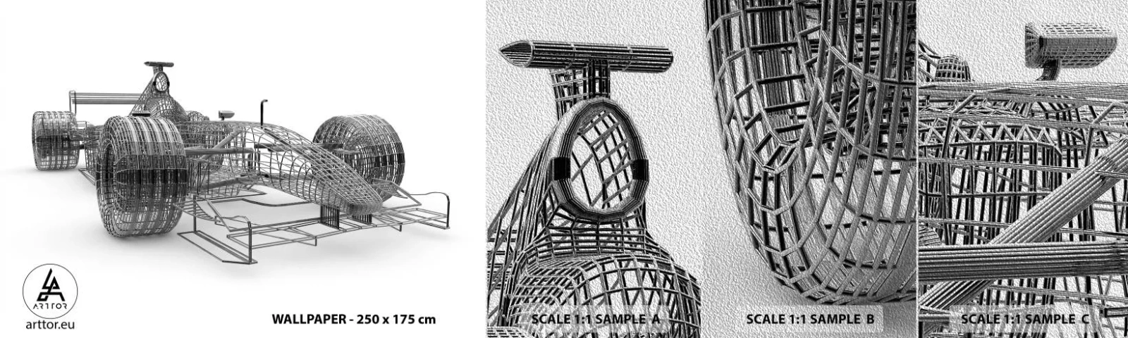 Échantillon de Papier Peint Premium Sand - Design parfait - idée de course - 3D, Voiture de course, Graphique - 100x30 cm