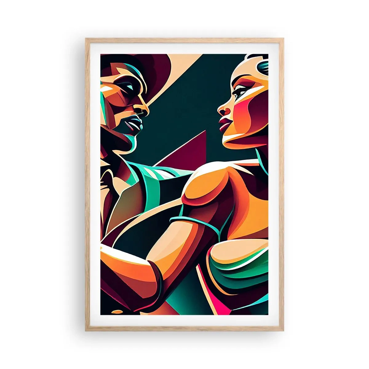 Affiche dans un chêne clair - Poster - Au rythme du coeur - 61x91 cm