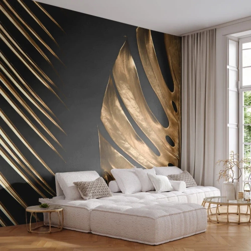 Papier peint sur mesure Standard Eco - Différent et tout aussi cher - Feuille de palmier, Feuille de monstre, Abstraction
