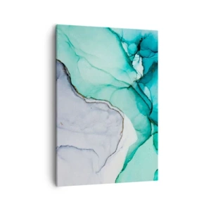 Impression sur toile - Image sur toile - Motif abstrait dans les tons turquoise et blanc - 50x70cm - Étude de turquoise - Décoration murale moderne pour le salon et la chambre ARTTOR