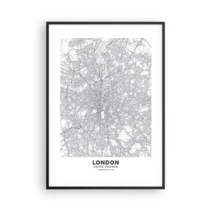 Affiche dans un cadre noir - Poster - Carte du labyrinthe londonien - 70x100 cm