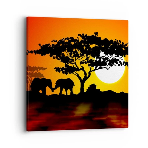 Impression sur toile - Image sur toile - Rencontre dans la savane - 40x40 cm