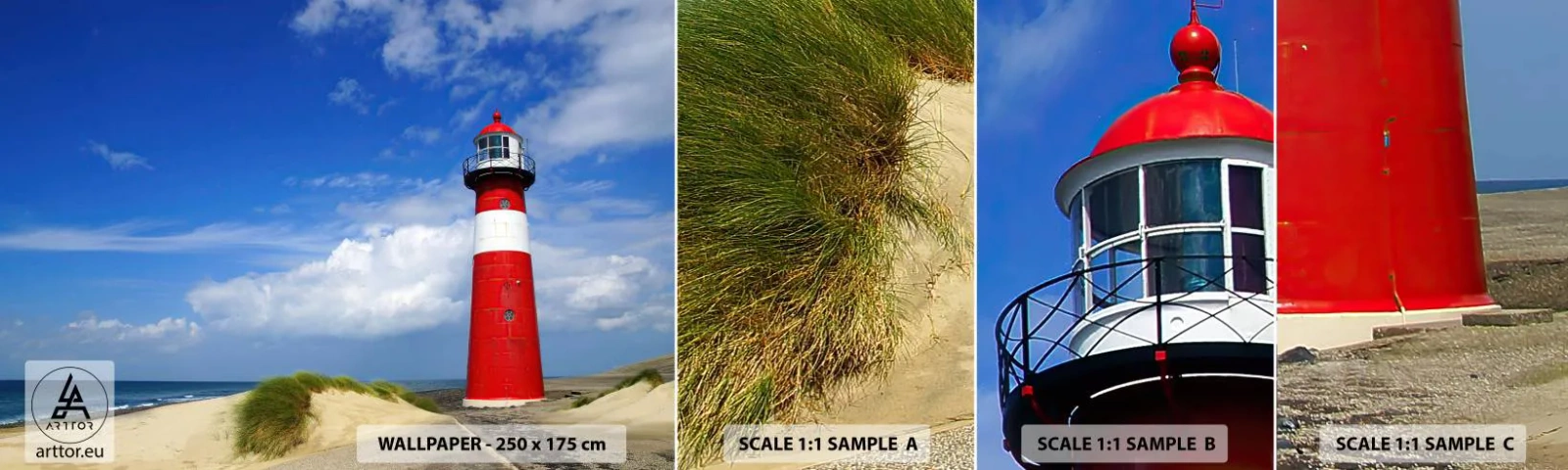 Échantillon De Papier Peint Standard Eco - Rêve de solitude - Paysage, Phare, Pays-Bas - 100x30 cm