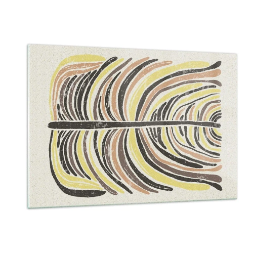 Impression sur verre - Image sur verre - Abstraction organique dans des tons terreux chauds sur un fond clair - 120x80cm - Abstraction pleine de vie - Décoration murale moderne pour le salon et la chambre ARTTOR