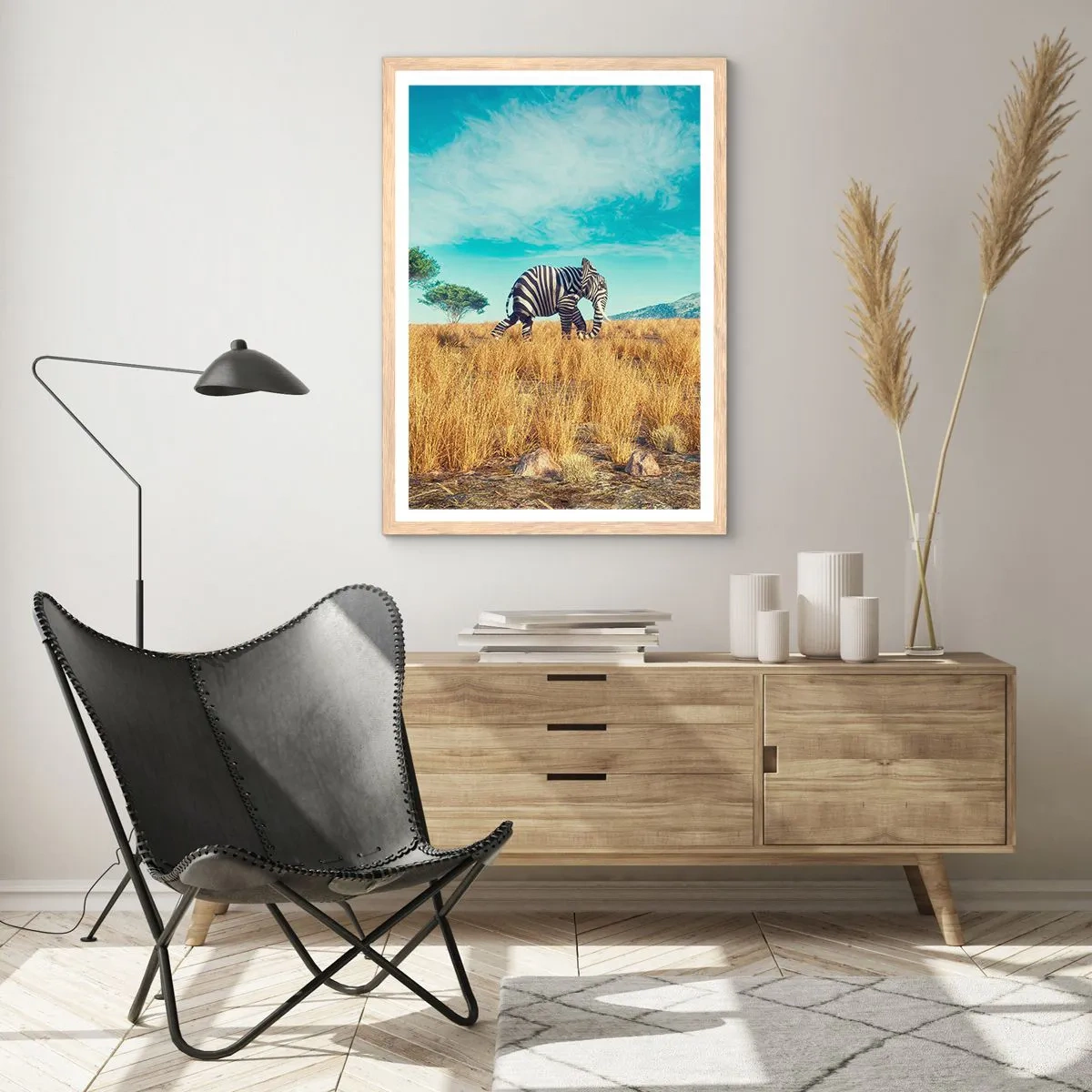 Affiche dans un chêne clair - Poster - Le gris n'est déjà plus à la mode - 61x91 cm