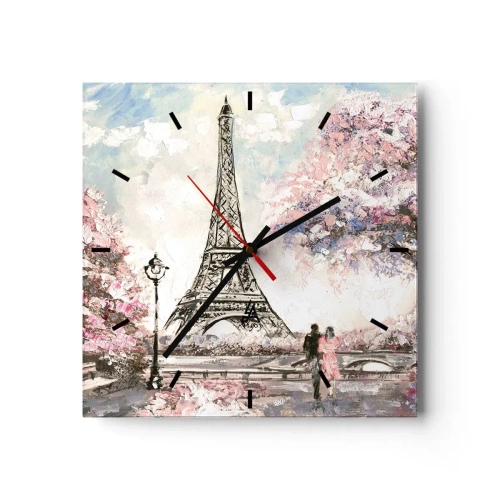 Horloge murale - Pendule murale - Balade d'avril à Paris - 40x40 cm