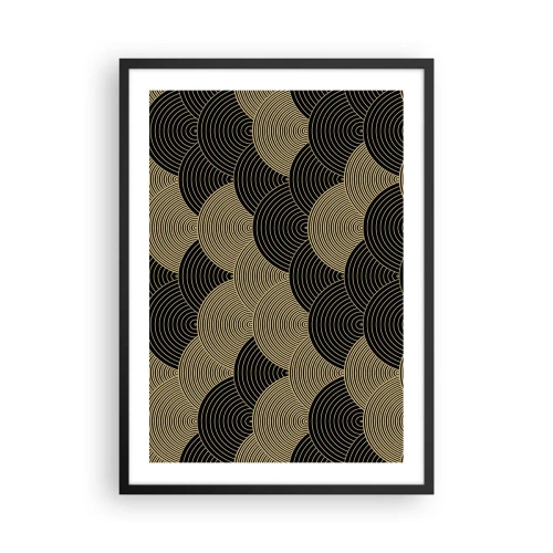 Affiche dans un cadre noir - Poster - Motif abstrait en cercles noirs et dorés - 50x70cm - Unité dans la multiplicité - Décoration murale moderne pour le salon et la chambre ARTTOR