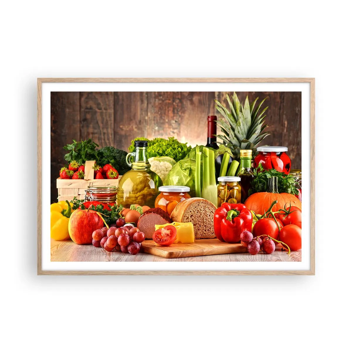 Affiche dans un chêne clair - Poster - Fumé, cuit au four et mariné - 100x70 cm