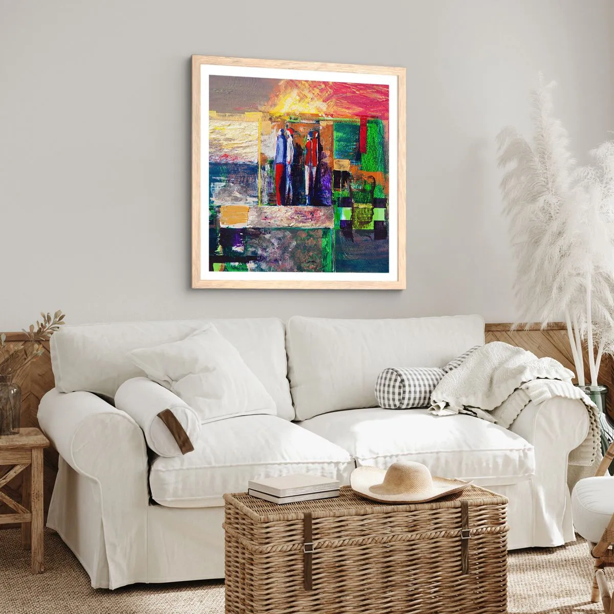 Affiche dans un chêne clair - Poster - Relations et émotions - 60x60 cm