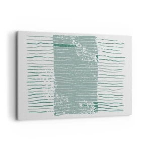Impression sur toile - Image sur toile - Motif géométrique dans les tons vert mer et blanc - 100x70cm - Abstraction de la mer - Décoration murale moderne pour le salon et la chambre ARTTOR