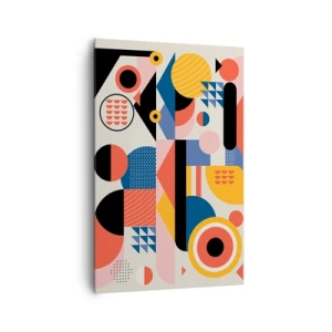 Impression sur toile - Image sur toile - Formes géométriques colorées dans un style rétro - 80x120cm - Composition : jouer - Décoration murale moderne pour le salon et la chambre ARTTOR