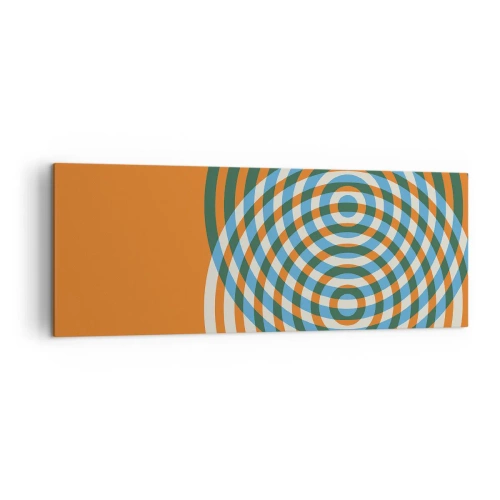Impression sur toile - Image sur toile - Cercles concentriques sur fond orange - 140x50cm - Variation circulaire abstraite - Décoration murale moderne pour le salon et la chambre ARTTOR