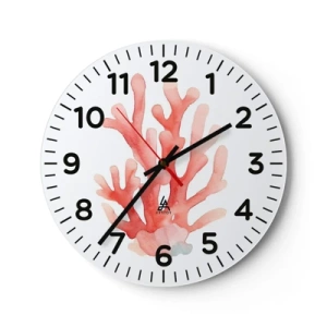 Horloge murale - Pendule murale - Corail couleur corail - 30x30 cm