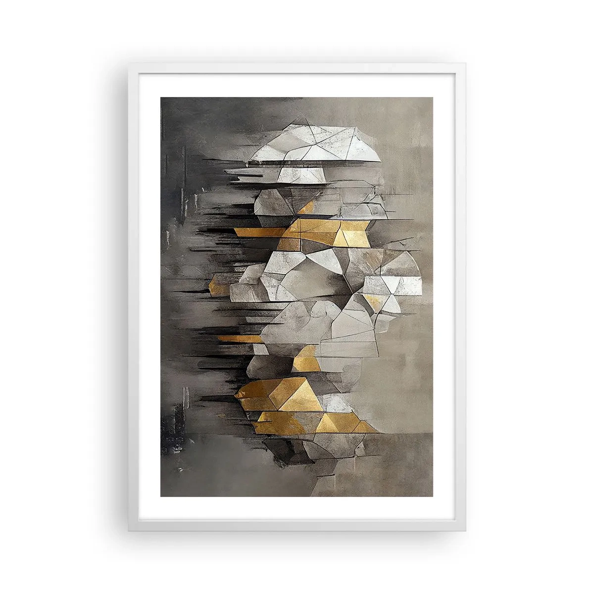 Affiche dans un cadre blanc - Poster - Composition de glace et de lumière - 50x70 cm