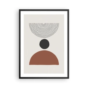 Affiche dans un cadre noir - Poster - Motif géométrique avec un demi-cercle et des lignes sur un fond clair - 50x70cm - Au centre de l'attention - Décoration murale moderne pour le salon et la chambre ARTTOR
