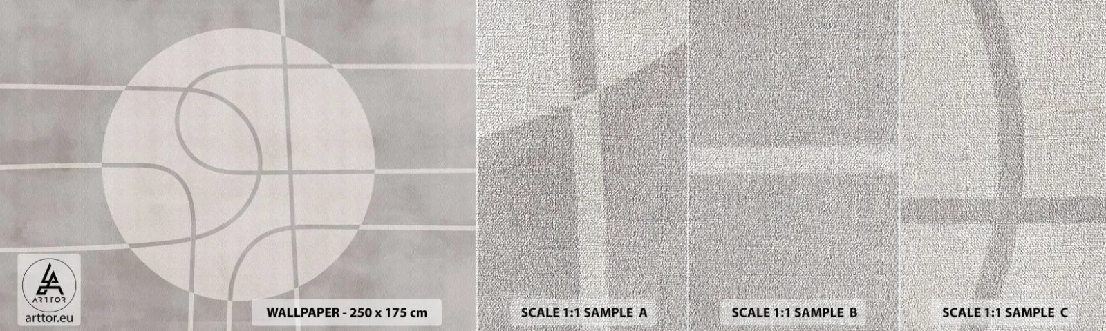 Échantillon de Papier Peint Premium Canvas - Circulaire et tout droit - Brillant, Minimaliste, Roue - 100x30 cm
