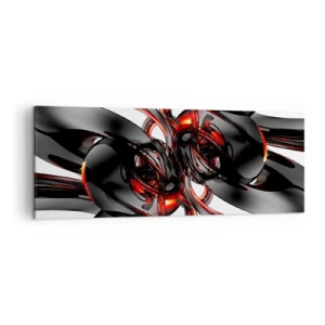 Impression sur toile - Image sur toile - Graphiques 3D abstraits avec des éléments noirs et rouges - 140x50cm - Mouvement de graphite et rouge - Décoration murale moderne pour le salon et la chambre ARTTOR