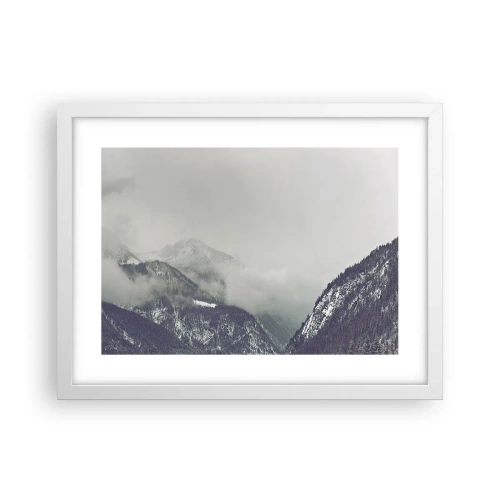 Affiche dans un cadre blanc - Poster - Vallée brumeuse - 40x30 cm
