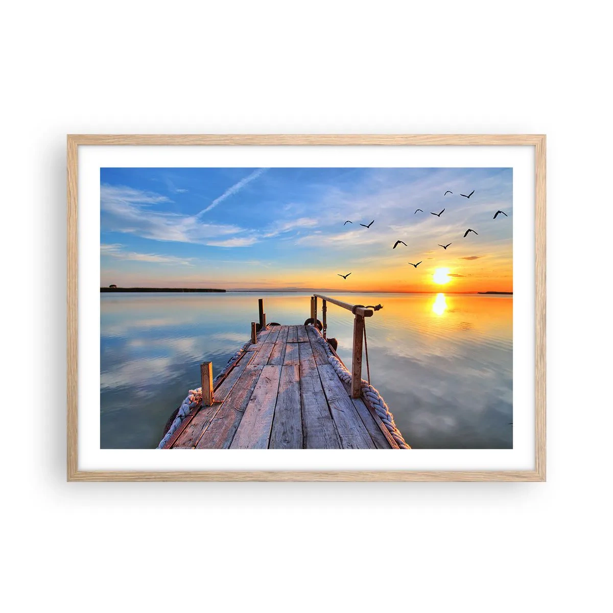 Affiche dans un chêne clair - Poster - Marcher droit vers le soleil - 70x50 cm