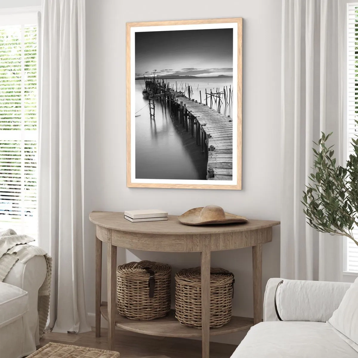 Affiche dans un chêne clair - Poster - La paix d'un rivage oublié - 40x50 cm