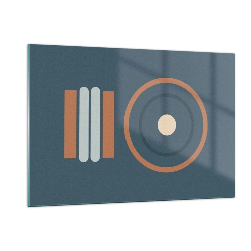 Impression sur verre - Image sur verre - Formes géométriques abstraites aux couleurs douces, comportant des cercles et des lignes - 120x80cm - Essence des choses - Décoration murale moderne pour le salon et la chambre ARTTOR