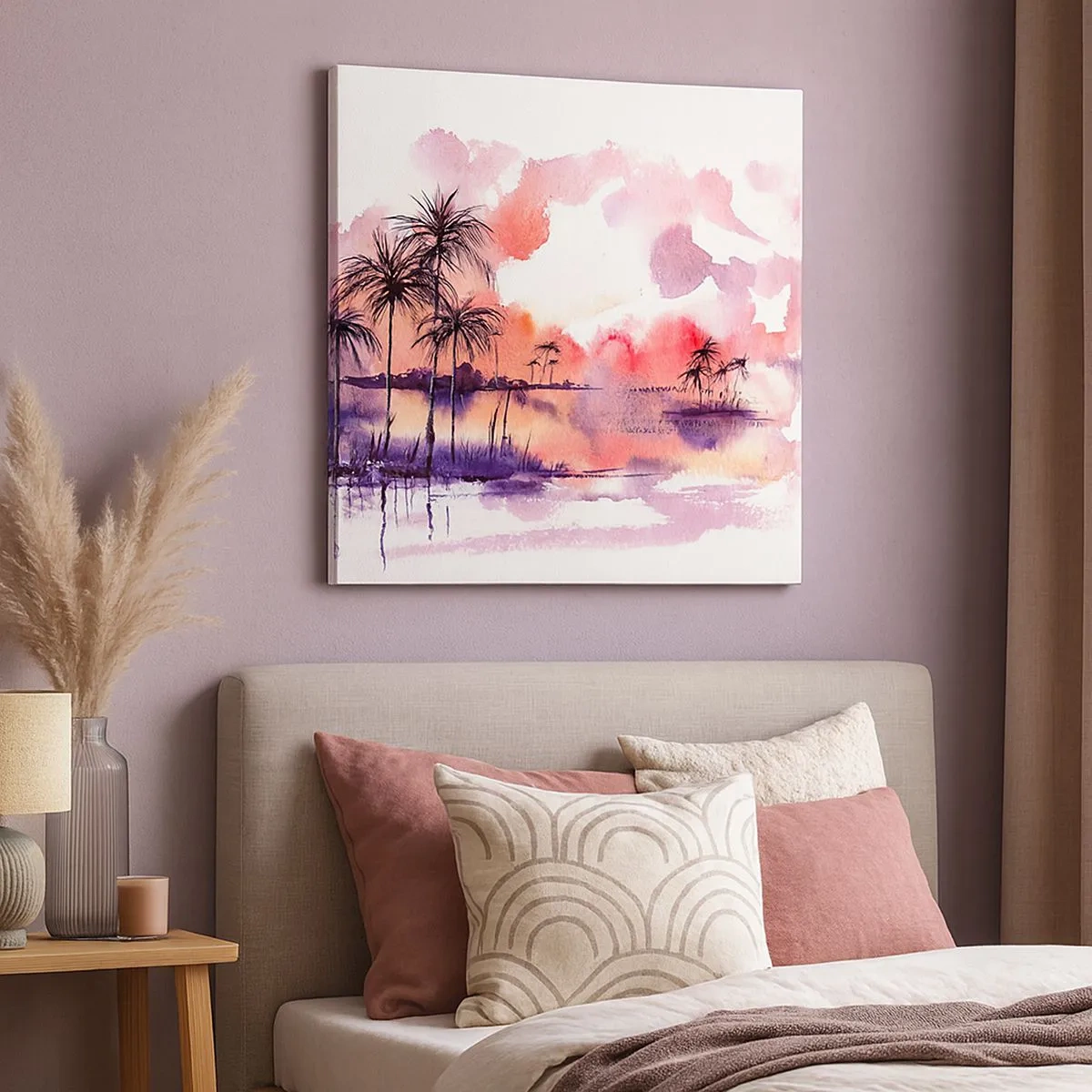 Impression sur toile - Image sur toile - La tranquillité des tropiques en rouge - 30x30 cm