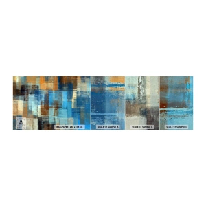 Échantillon de Papier Peint Premium Canvas - A travers le voile bleu - Abstraction, Morceau, Peinture - 100x30 cm