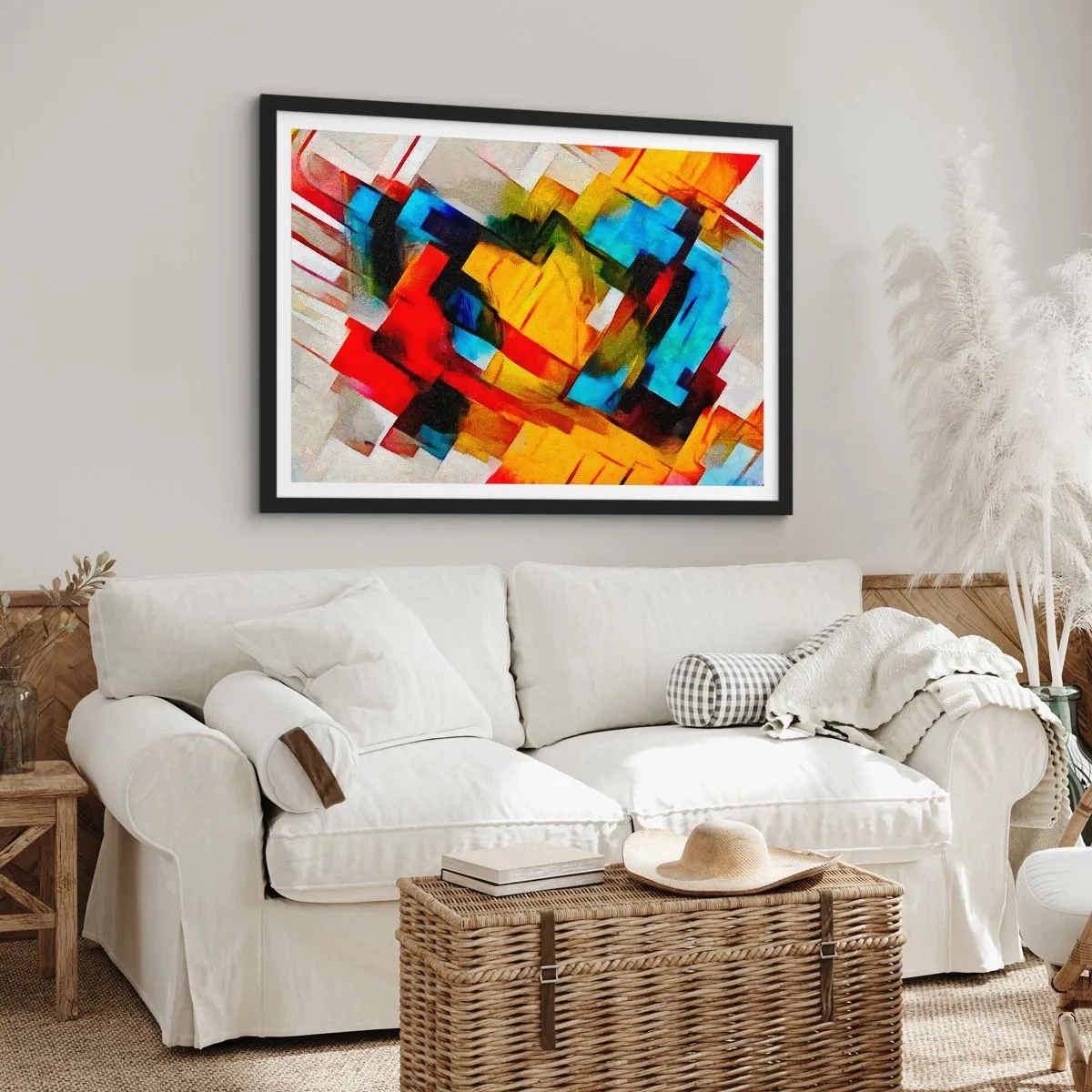 Affiche dans un cadre noir - Poster - Une superposition multicolore - 50x40 cm