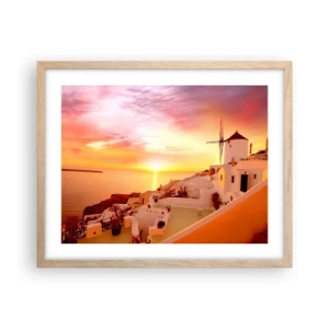 Affiche dans un chêne clair - Poster - Fondre en blanc et or - 50x40 cm