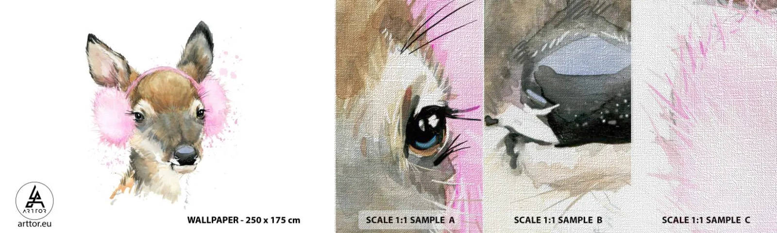 Échantillon de Papier Peint Premium Canvas - Et le gel n'effraie plus - Pour les enfants, Chevreuil, Graphique - 100x30 cm