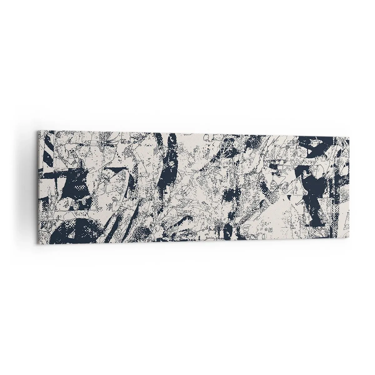 Impression sur toile - Image sur toile - Composition abstraite en noir et blanc avec une mise en page dynamique - 160x50cm - Interpénétration des contraires - Décoration murale moderne pour le salon et la chambre ARTTOR