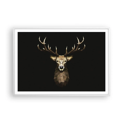 Affiche dans un cadre blanc - Poster - Cerf cubique - 100x70 cm